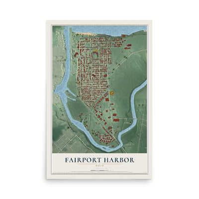 Map of Fairport Harbor, Ohio, 12 x 18 inch unframed archival matte print
