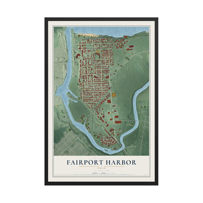 Map of Fairport Harbor, Ohio, 12 x 18 inch print in a black wood frame