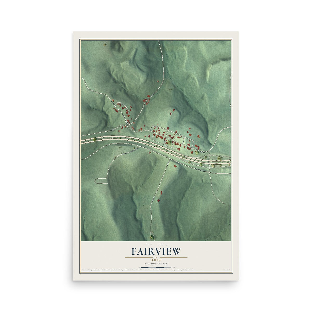 Map of Fairview, Ohio, 12 x 18 inch unframed archival matte print