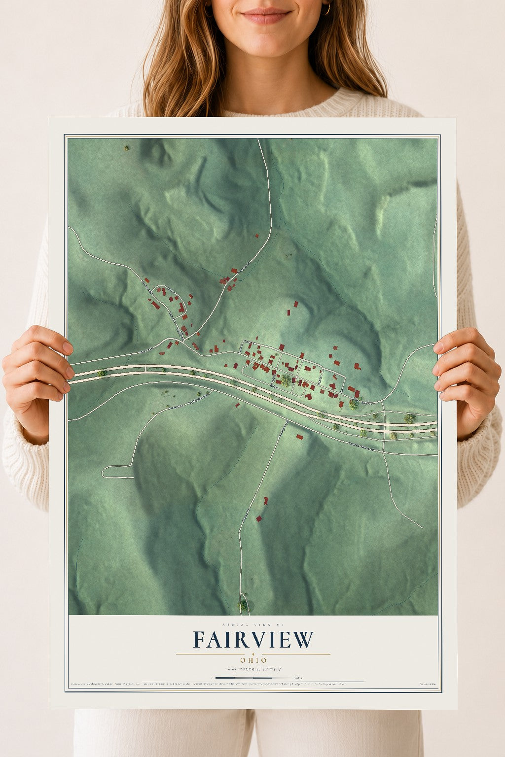Map of Fairview, Ohio, 18 x 24 inch unframed archival matte print