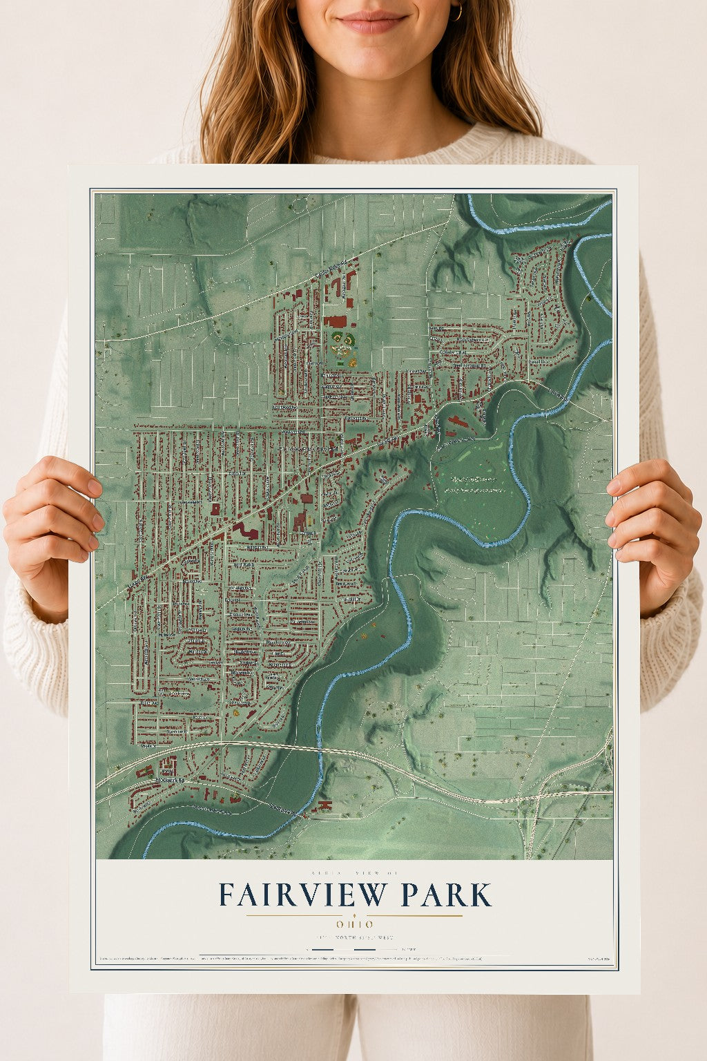 Map of Fairview Park, Ohio, 18 x 24 inch unframed archival matte print