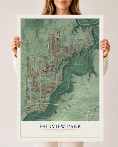 Map of Fairview Park, Ohio, 24 x 36 inch unframed archival matte print