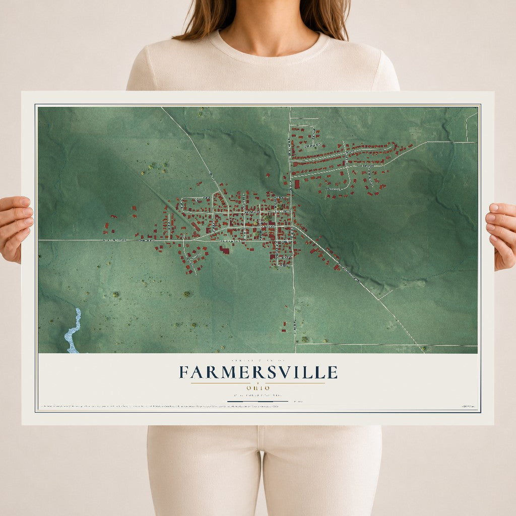 Map of Farmersville, Ohio, 18 x 24 inch unframed archival matte print