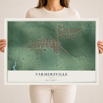 Map of Farmersville, Ohio, 18 x 24 inch unframed archival matte print