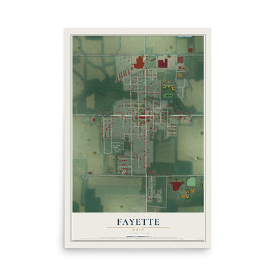 Map of Fayette, Ohio, 12 x 18 inch unframed archival matte print