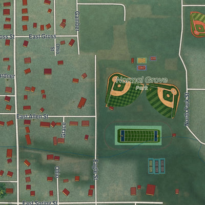 Second close-up of the map of Fayette, Ohio print showing more streets and buildings