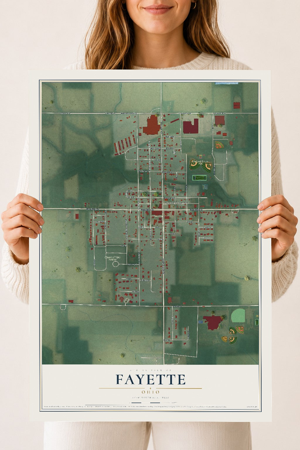Map of Fayette, Ohio, 18 x 24 inch unframed archival matte print