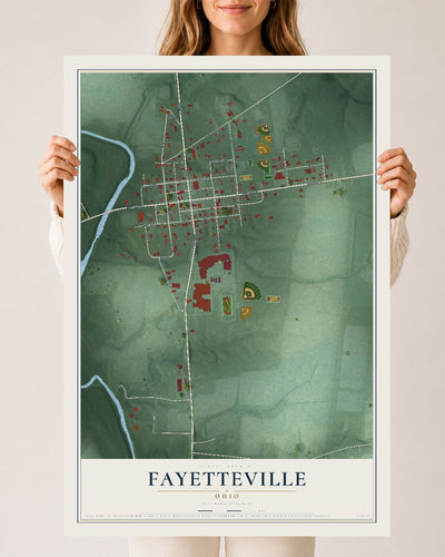Map of Fayetteville, Ohio, 24 x 36 inch unframed archival matte print
