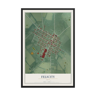Map of Felicity, Ohio, 12 x 18 inch print in a black wood frame