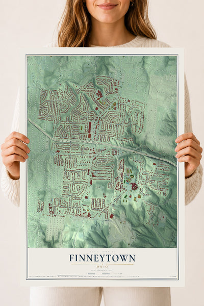 Map of Finneytown, Ohio, 18 x 24 inch unframed archival matte print