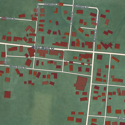 Close-up of the map of Fletcher, Ohio print showing street and building detail