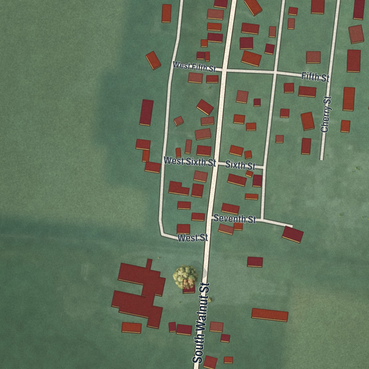 Second close-up of the map of Fletcher, Ohio print showing more streets and buildings