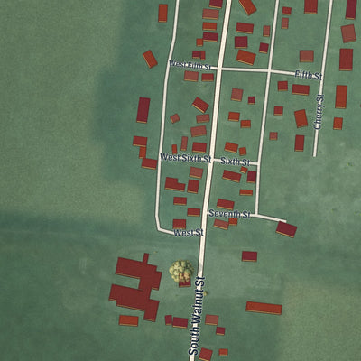 Second close-up of the map of Fletcher, Ohio print showing more streets and buildings