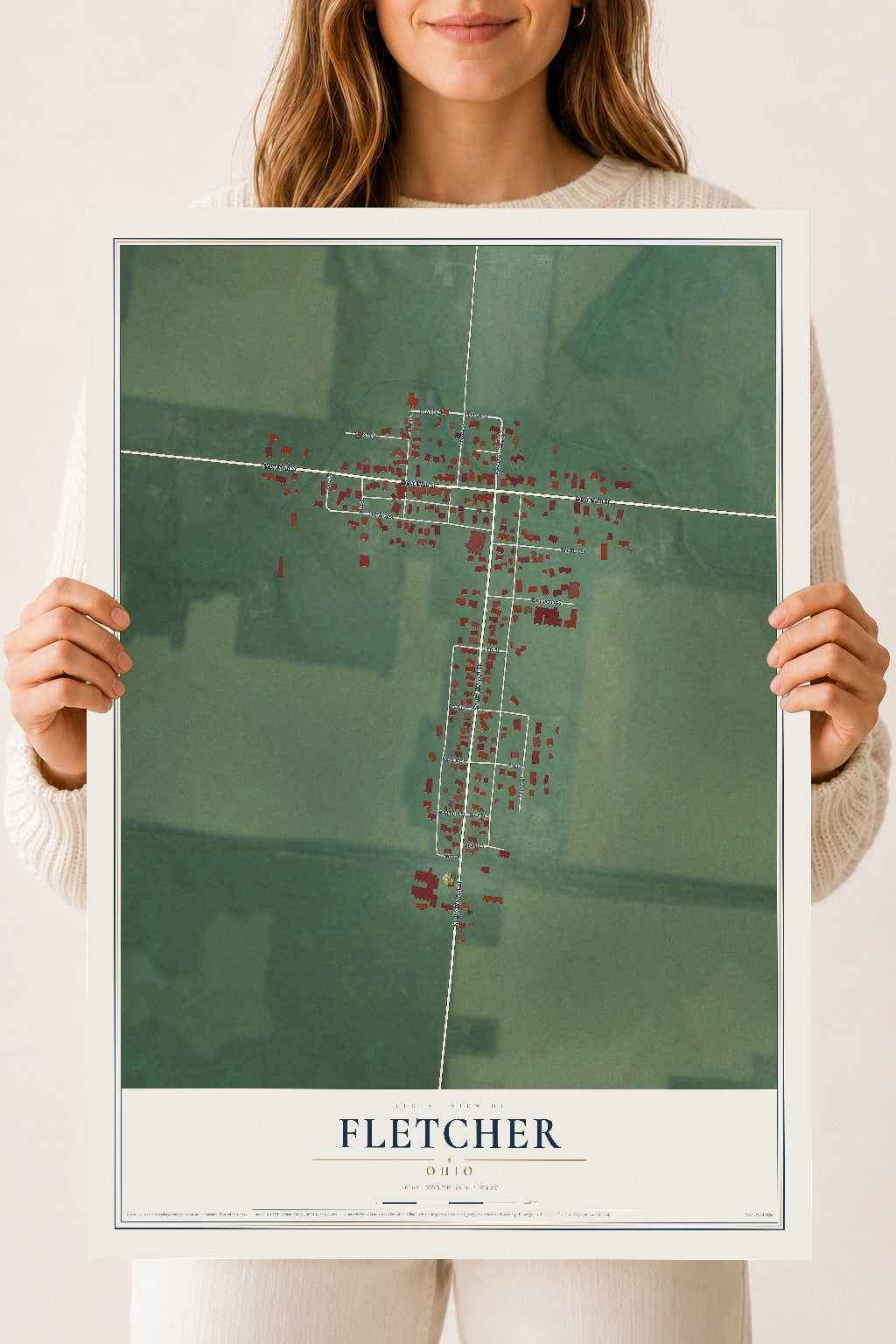 Map of Fletcher, Ohio, 18 x 24 inch unframed archival matte print