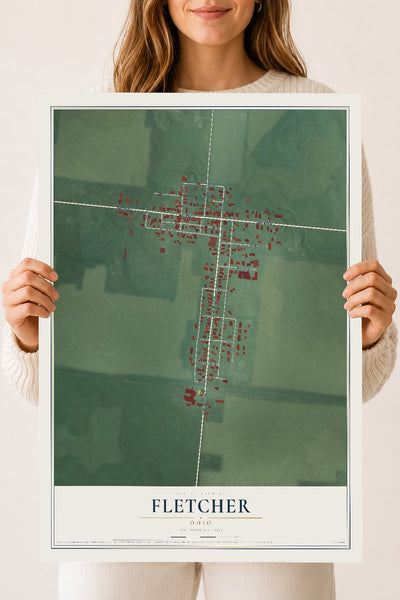 Map of Fletcher, Ohio, 18 x 24 inch unframed archival matte print