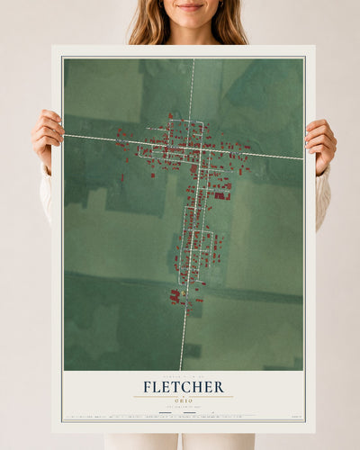 Map of Fletcher, Ohio, 24 x 36 inch unframed archival matte print