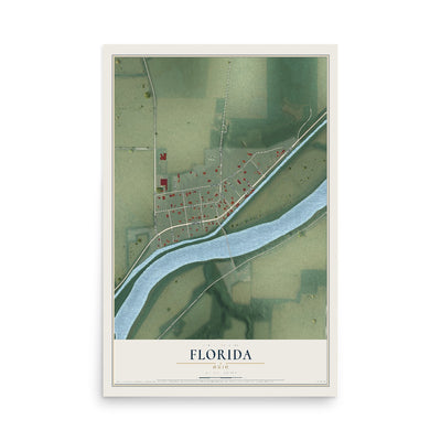Map of Florida, Ohio, 12 x 18 inch unframed archival matte print