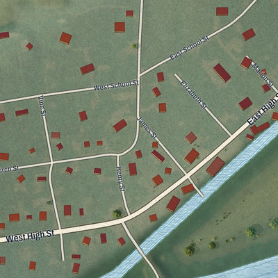 Close-up of the map of Florida, Ohio print showing street and building detail