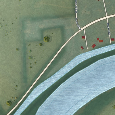 Second close-up of the map of Florida, Ohio print showing more streets and buildings
