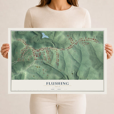 Map of Flushing, Ohio, 12 x 18 inch unframed archival matte print