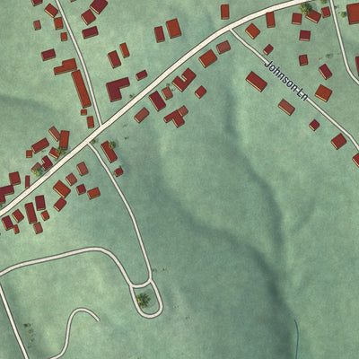 Second close-up of the map of Flushing, Ohio print showing more streets and buildings
