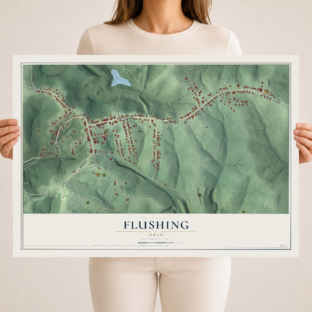 Map of Flushing, Ohio, 18 x 24 inch unframed archival matte print