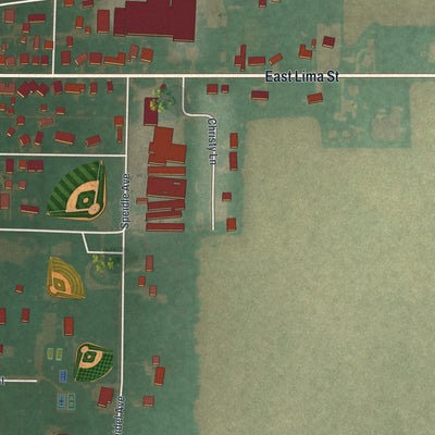 Second close-up of the map of Forest, Ohio print showing more streets and buildings
