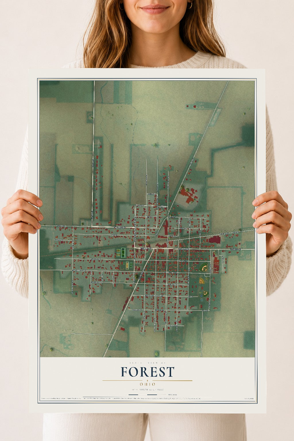 Map of Forest, Ohio, 18 x 24 inch unframed archival matte print