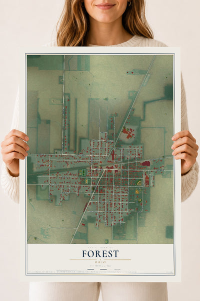 Map of Forest, Ohio, 18 x 24 inch unframed archival matte print