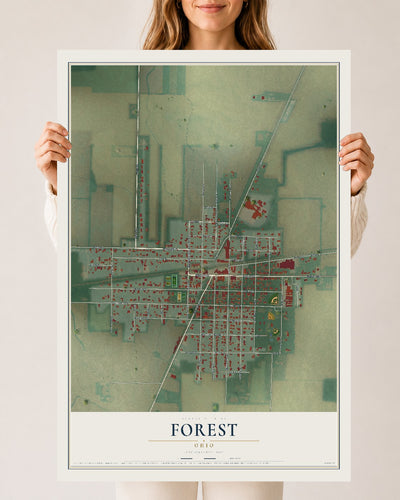 Map of Forest, Ohio, 24 x 36 inch unframed archival matte print