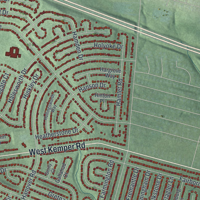 Close-up of the map of Forest Park, Ohio print showing street and building detail