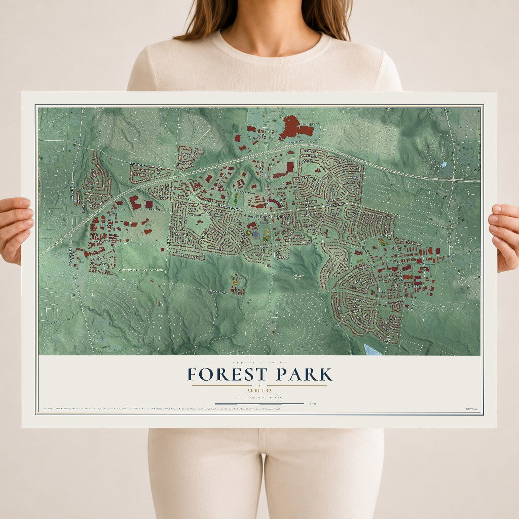 Map of Forest Park, Ohio, 18 x 24 inch unframed archival matte print