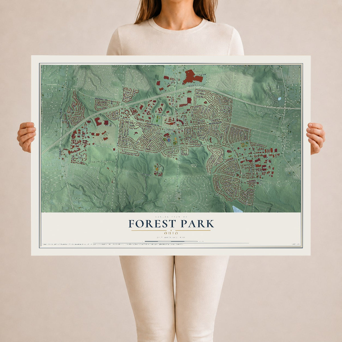 Map of Forest Park, Ohio, 24 x 36 inch unframed archival matte print