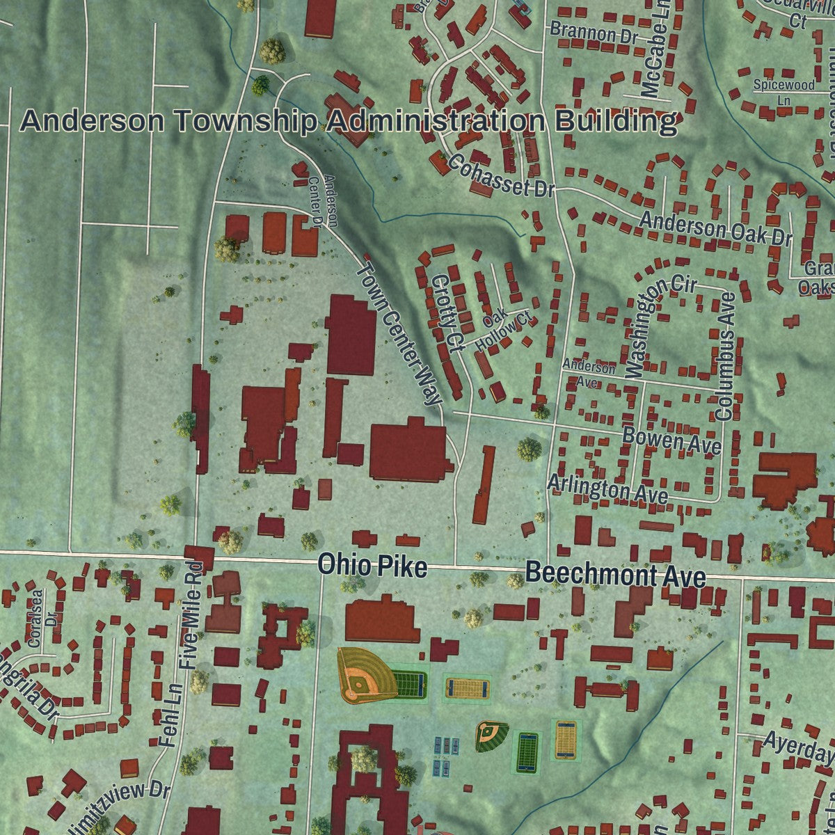 Second close-up of the map of Forestville, Ohio print showing more streets and buildings