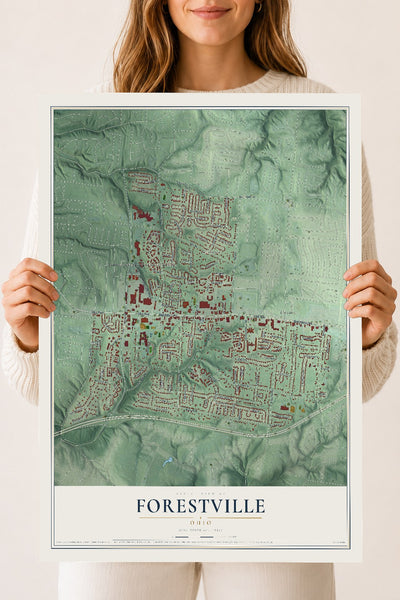 Map of Forestville, Ohio, 18 x 24 inch unframed archival matte print