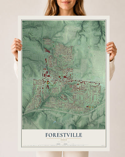 Map of Forestville, Ohio, 24 x 36 inch unframed archival matte print