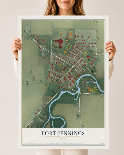 Map of Fort Jennings, Ohio, 24 x 36 inch unframed archival matte print