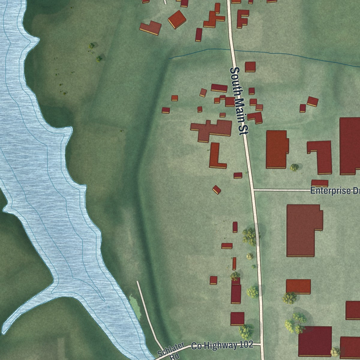 Second close-up of the map of Fort Loramie, Ohio print showing more streets and buildings
