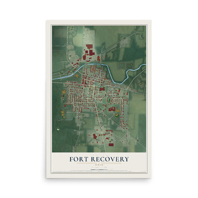 Map of Fort Recovery, Ohio, 12 x 18 inch unframed archival matte print
