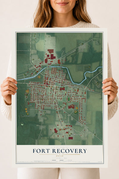 Map of Fort Recovery, Ohio, 18 x 24 inch unframed archival matte print
