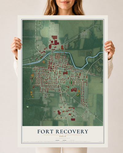 Map of Fort Recovery, Ohio, 24 x 36 inch unframed archival matte print