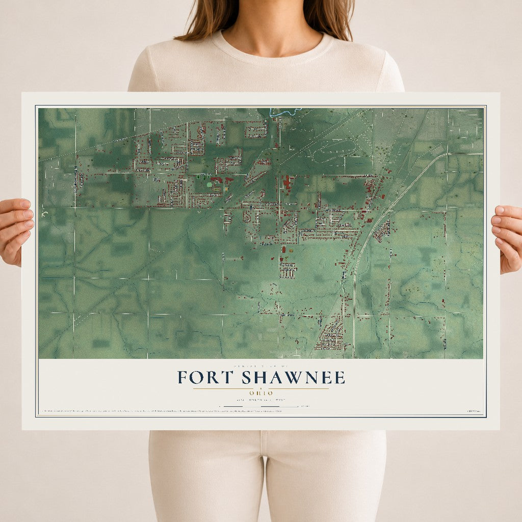 Map of Fort Shawnee, Ohio, 18 x 24 inch unframed archival matte print