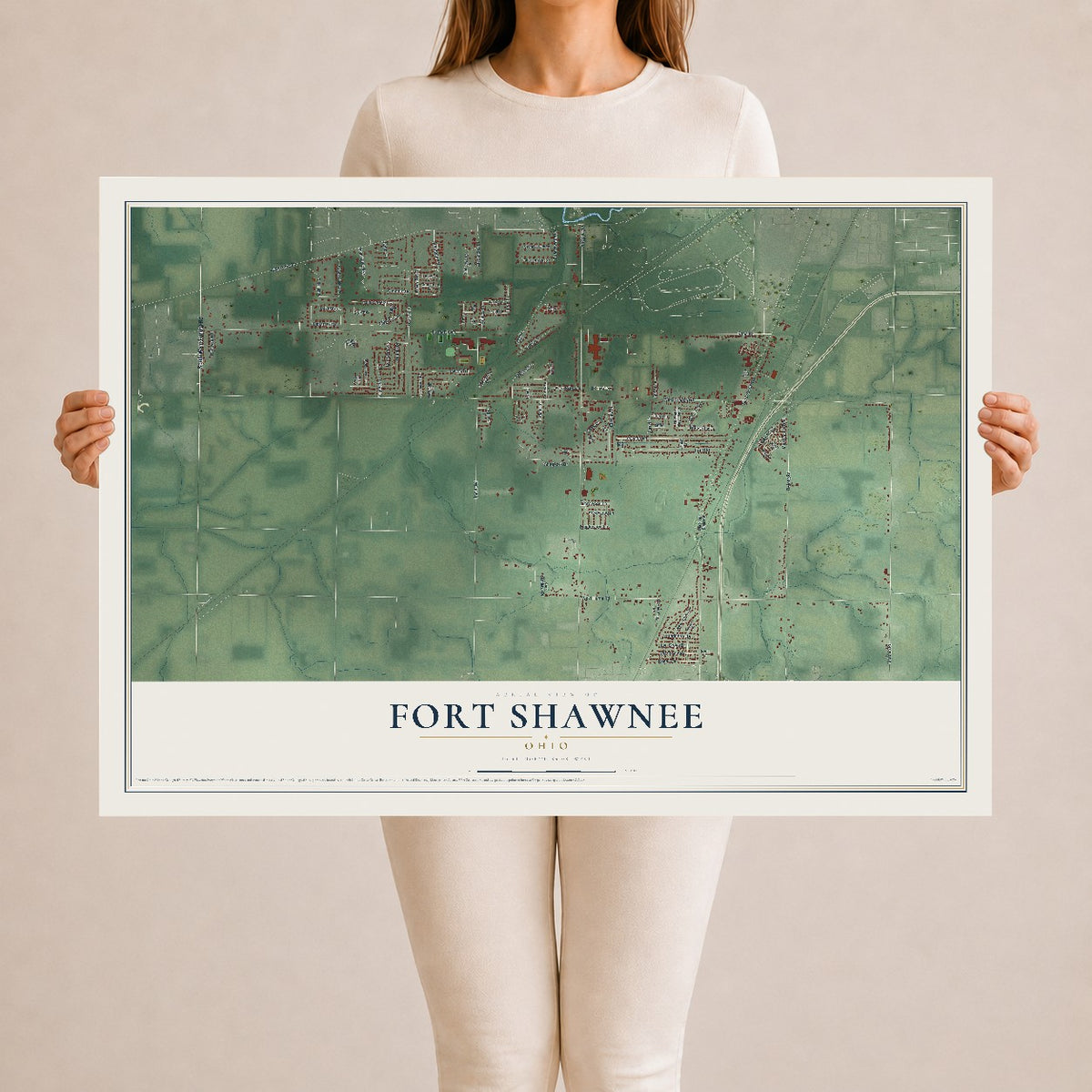 Map of Fort Shawnee, Ohio, 24 x 36 inch unframed archival matte print