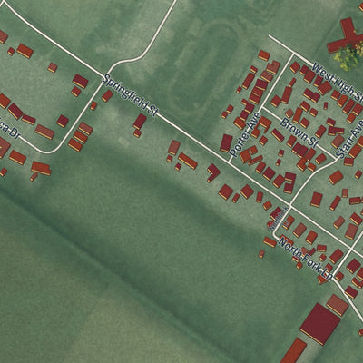 Second close-up of the map of Frankfort, Ohio print showing more streets and buildings
