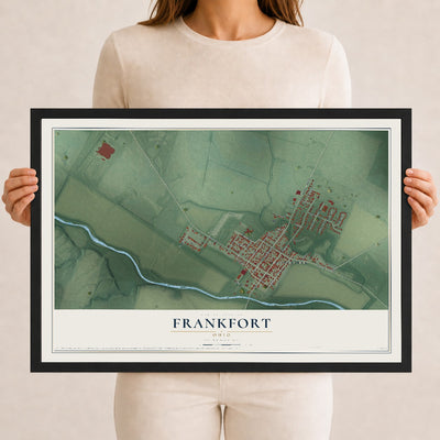 Map of Frankfort, Ohio, 12 x 18 inch print in a black wood frame