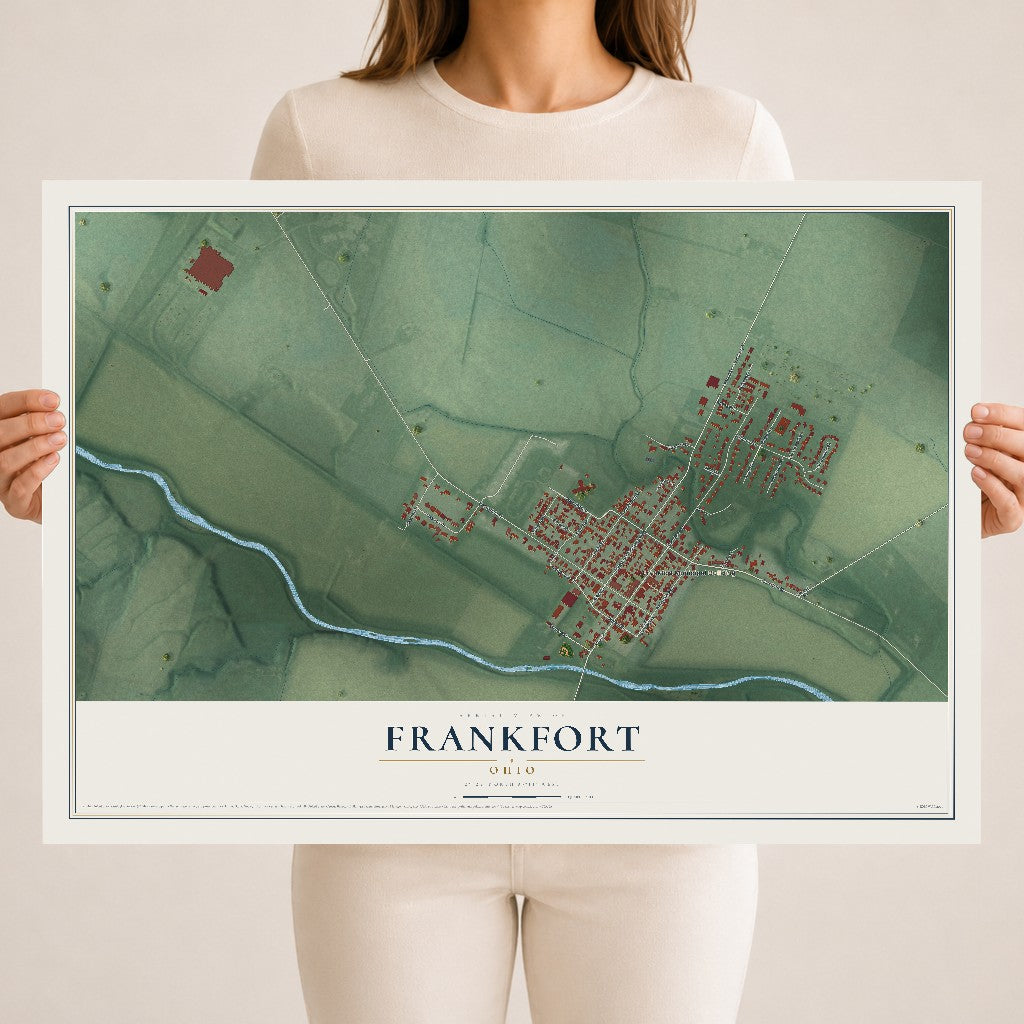 Map of Frankfort, Ohio, 18 x 24 inch unframed archival matte print