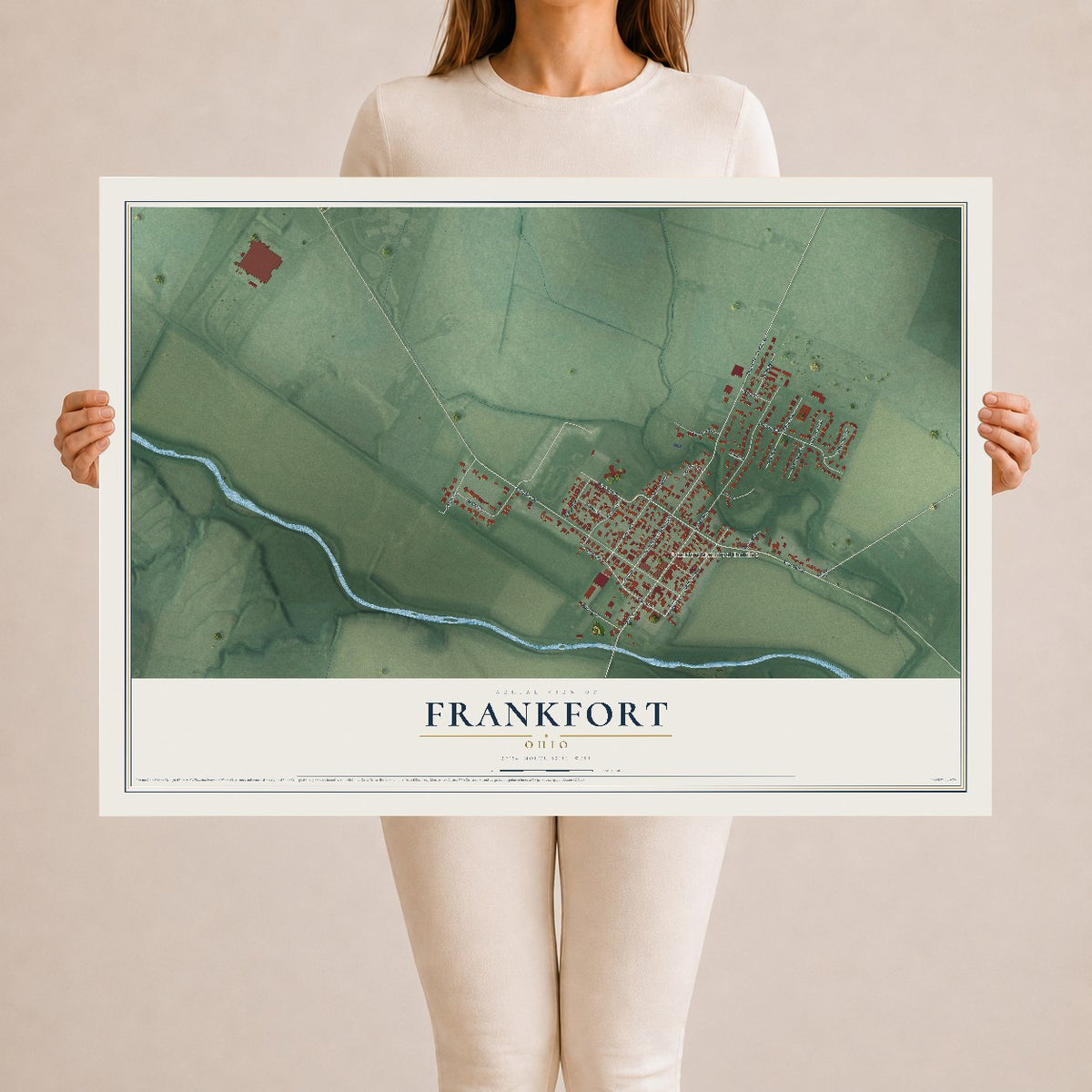Map of Frankfort, Ohio, 24 x 36 inch unframed archival matte print