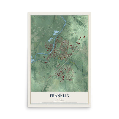 Map of Franklin, Ohio, 12 x 18 inch unframed archival matte print