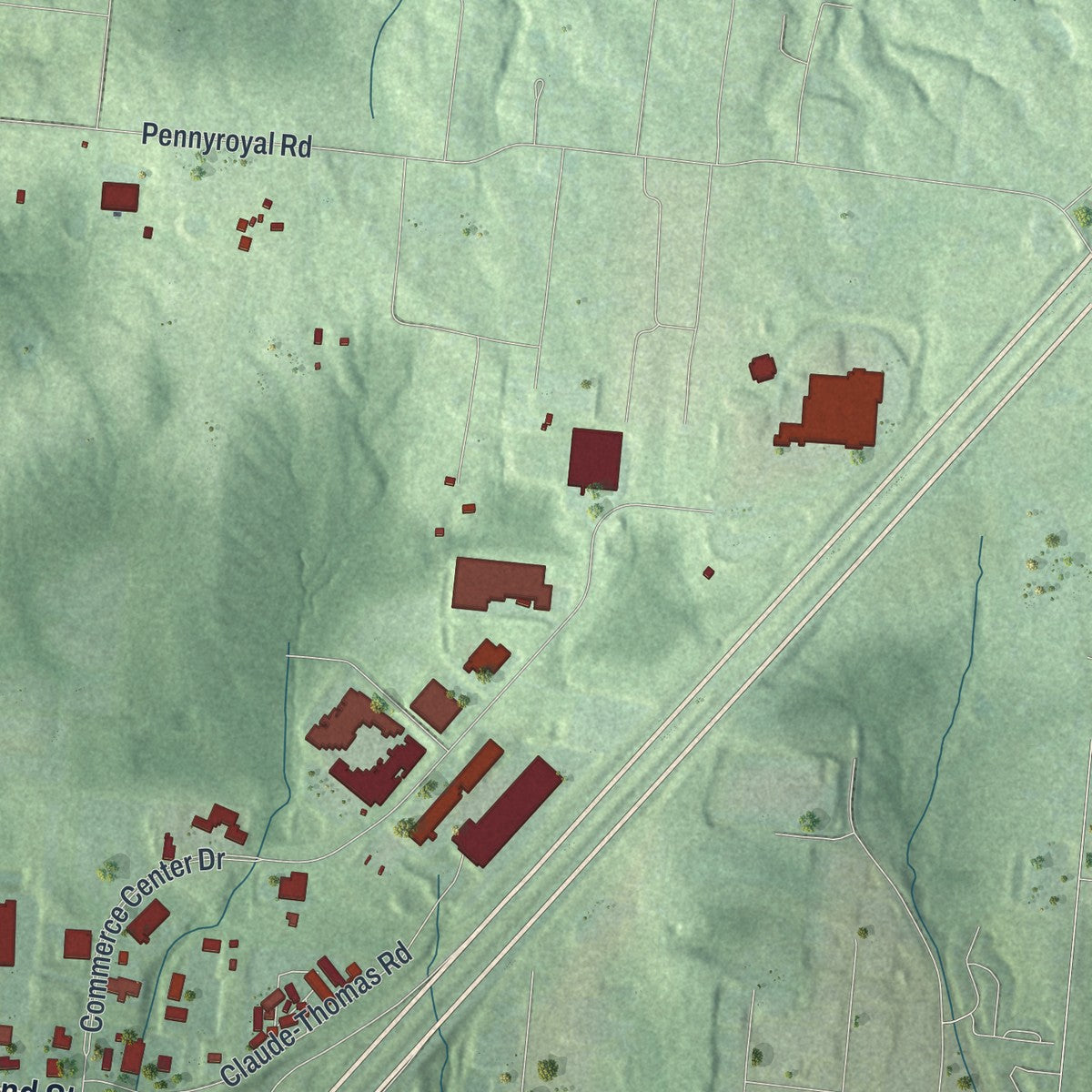 Second close-up of the map of Franklin, Ohio print showing more streets and buildings