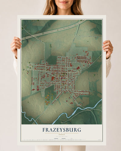 Map of Frazeysburg, Ohio, 24 x 36 inch unframed archival matte print